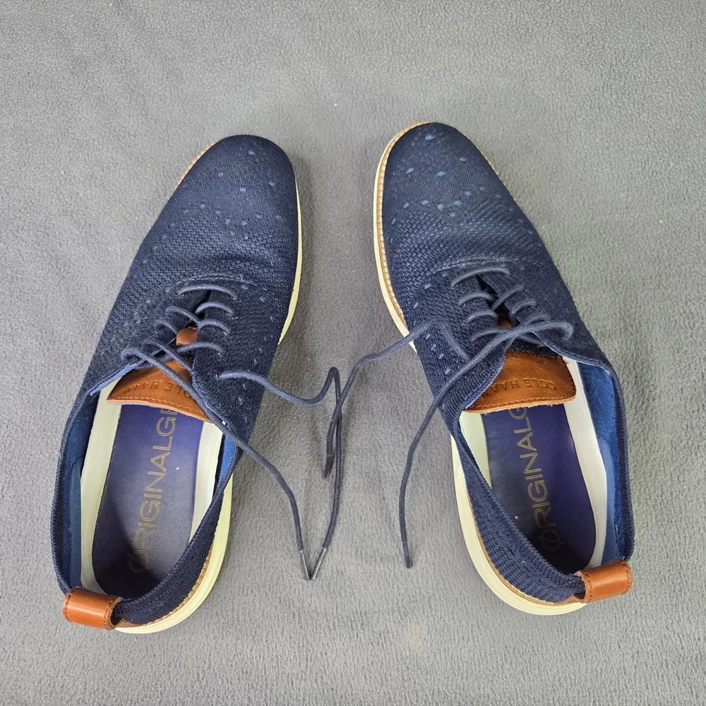 Cole Haan Men's OriginalGrand Stitchlite Wingtip Oxford (Size 10) Navy/Ivory